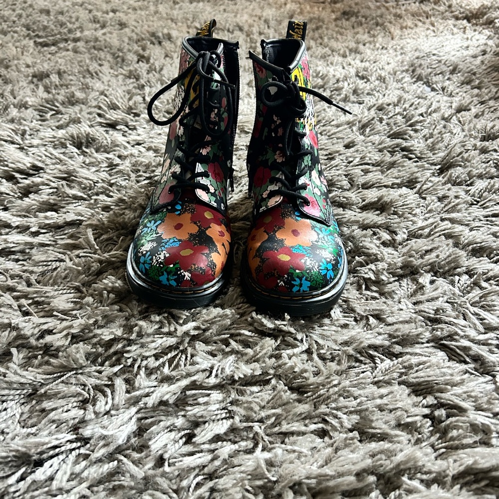 Dr. Martens Black Boots with Floral Pattern